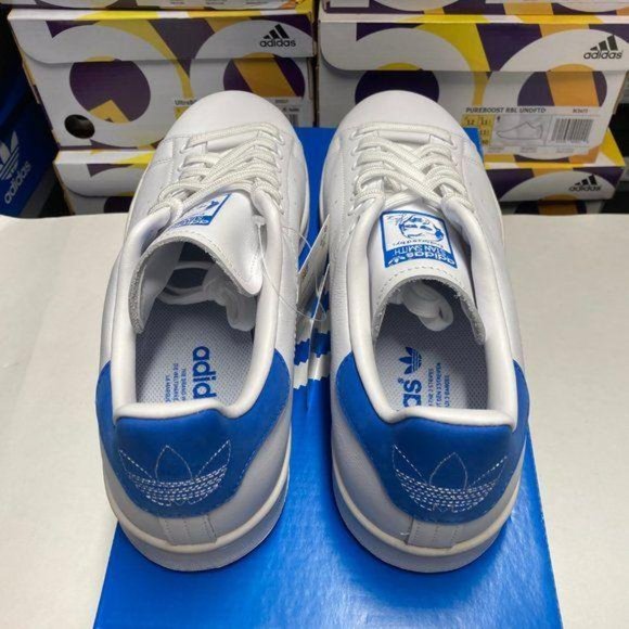 Adidas Stan Smith White / Blue Shoes - Picture 3 of 5